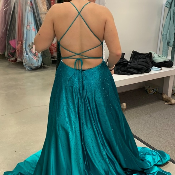 Sherri Hill Beaded Jade Size 10 Prom Dress Style #54856 - Picture 7 of 9